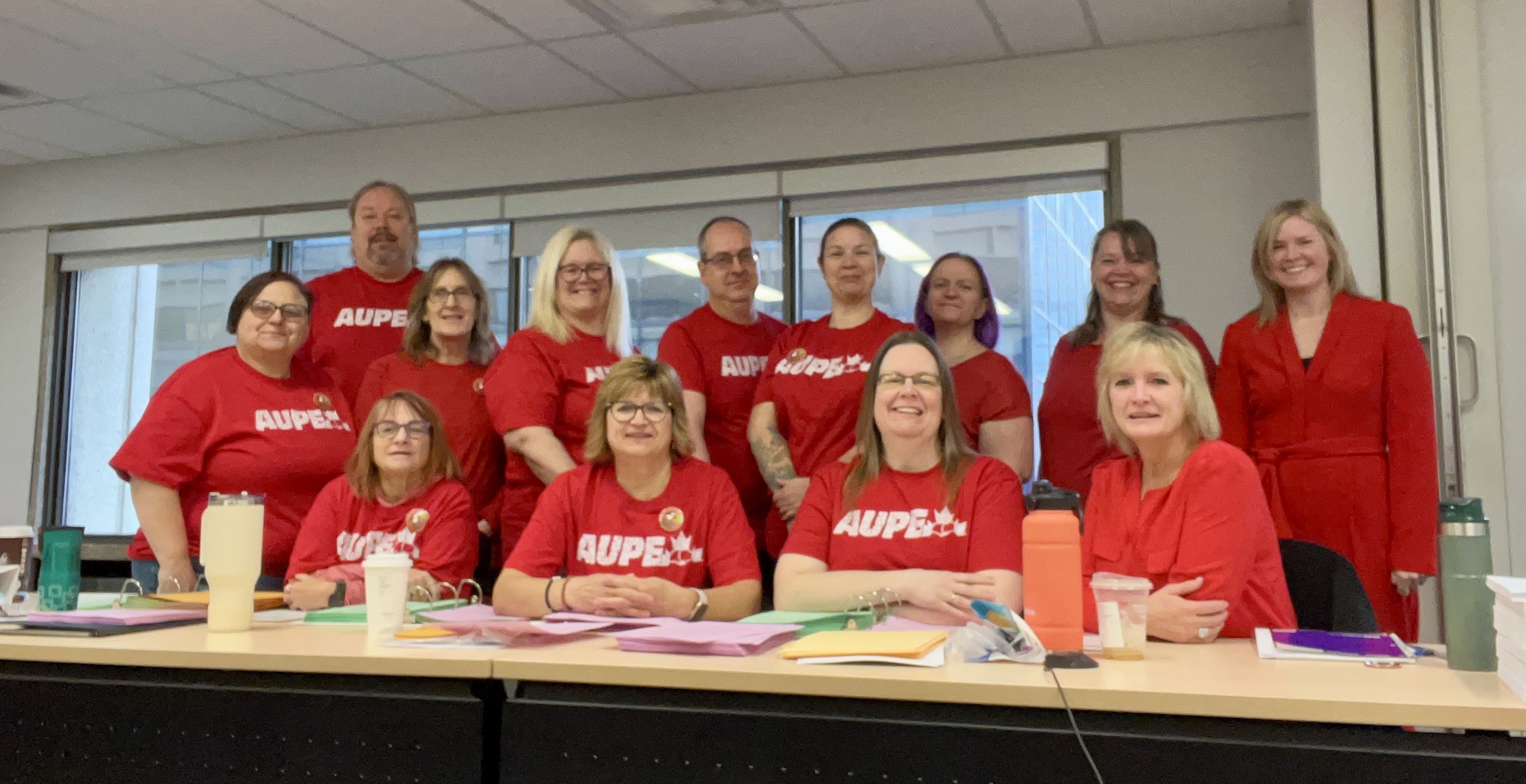 The AHS GSS negotiating team wears red during their bargaining meetings.