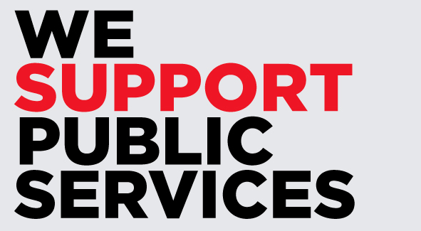 "Support Public Services" lawn sign design