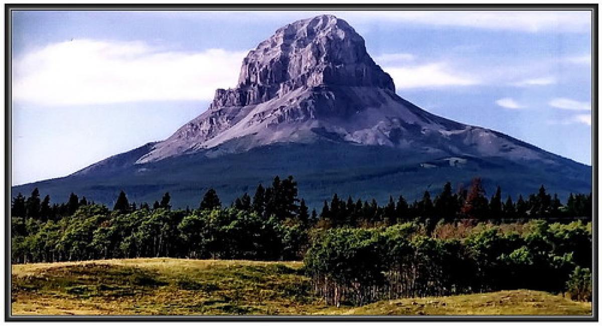 A landscape image of Crowsnest mountain in Alberta