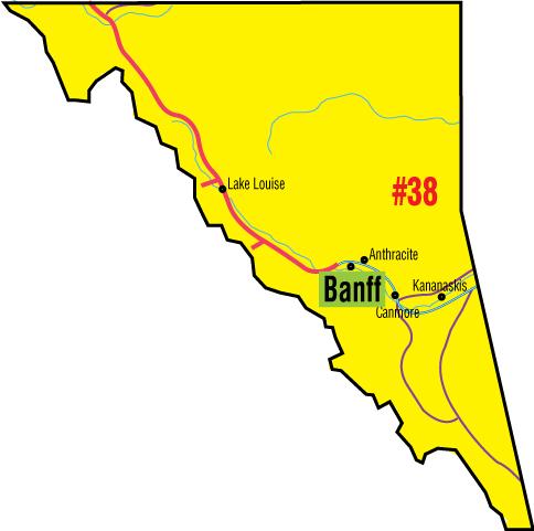 A map of the Alberta Union of Provincial Employees&#039; Banff Area Council.