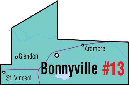 A map of the Alberta Union of Provincial Employees&#039; Bonnyville Area Council.