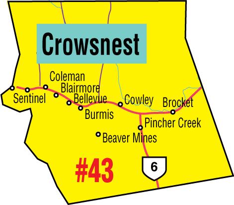 A map of the Alberta Union of Provincial Employees&#039; Crowsnest Area Council