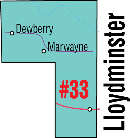 A map of the Alberta Union of Provincial Employees&#039; Lloydminster Area Council.