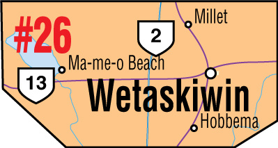 A map of the Alberta Union of Provincial Employees&#039; Wetaskiwin Area Council.