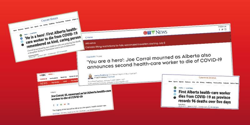 Collage of news clippings about Joe Corral&#039;s death