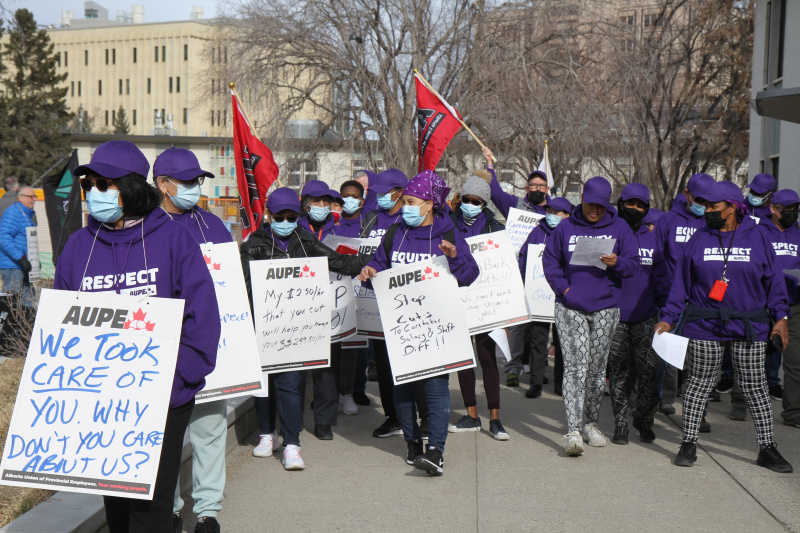 AUPE members at the University of Calgary rally against cuts