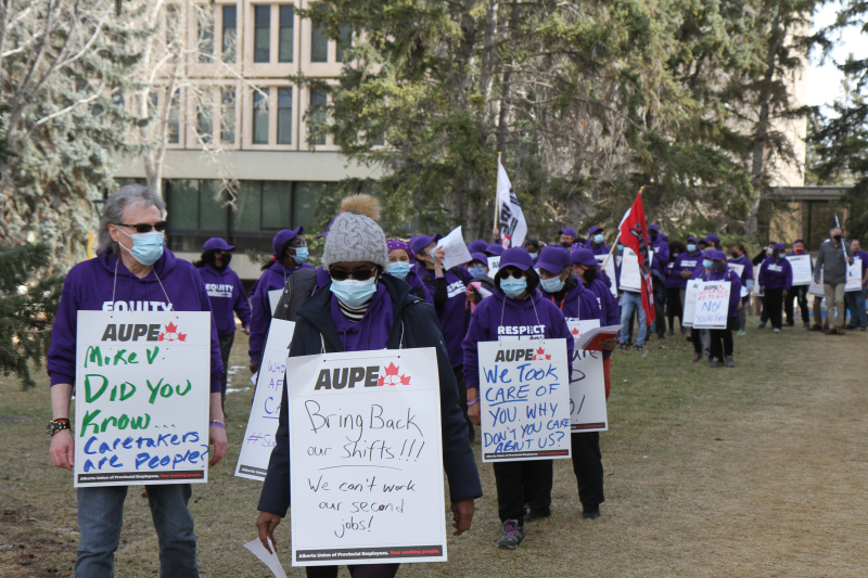 AUPE members at the University of Calgary rally against cuts