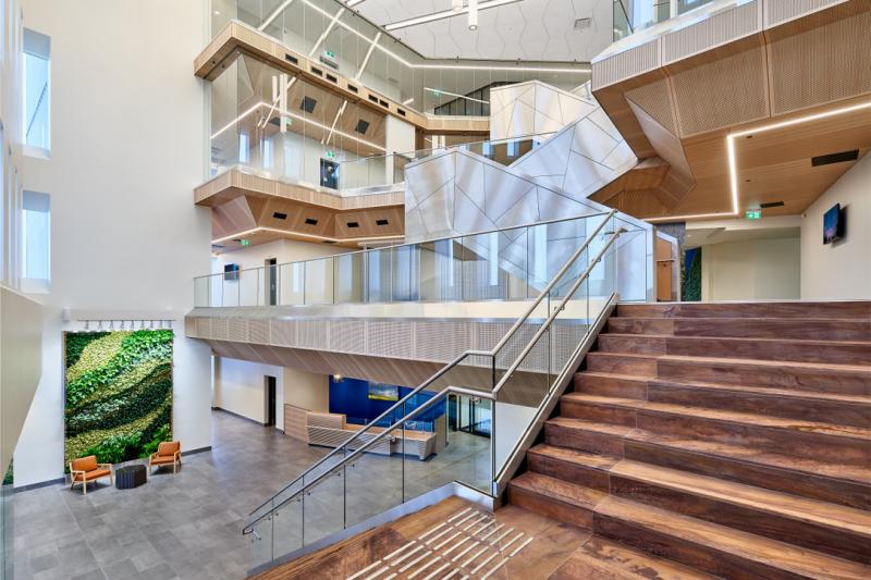 A picture of the central staircase at AUPE HQ
